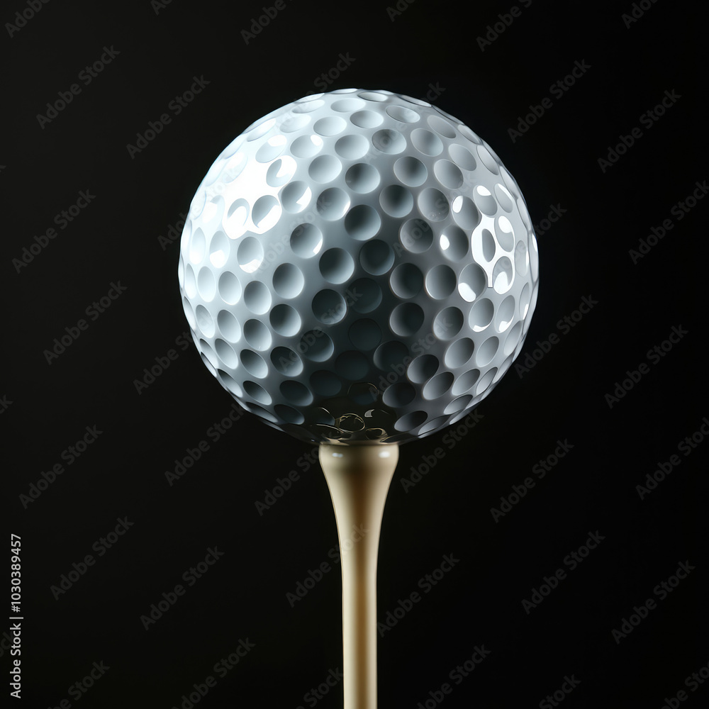 A golf ball teed up isolated on black background A golf ball teed up isolated on black background