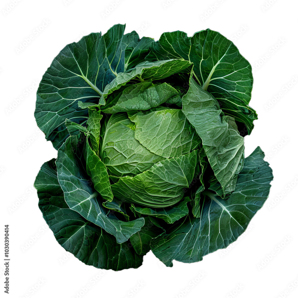 Fresh green cabbage with intact outer leaves is lying on a white background Fresh green cabbage with intact outer leaves is lying on a white background