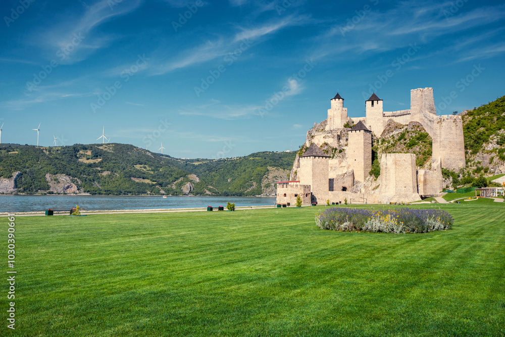 ancient splendor of Golubac Fortress overlooking the Danube River in Serbia, a medieval marvel of stone architecture and historical fortifications.