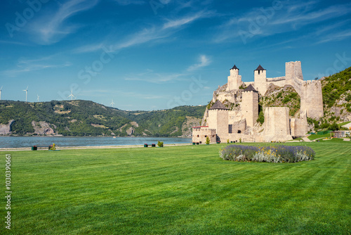 ancient splendor of Golubac Fortress overlooking the Danube River in Serbia, a medieval marvel of stone architecture and historical fortifications.