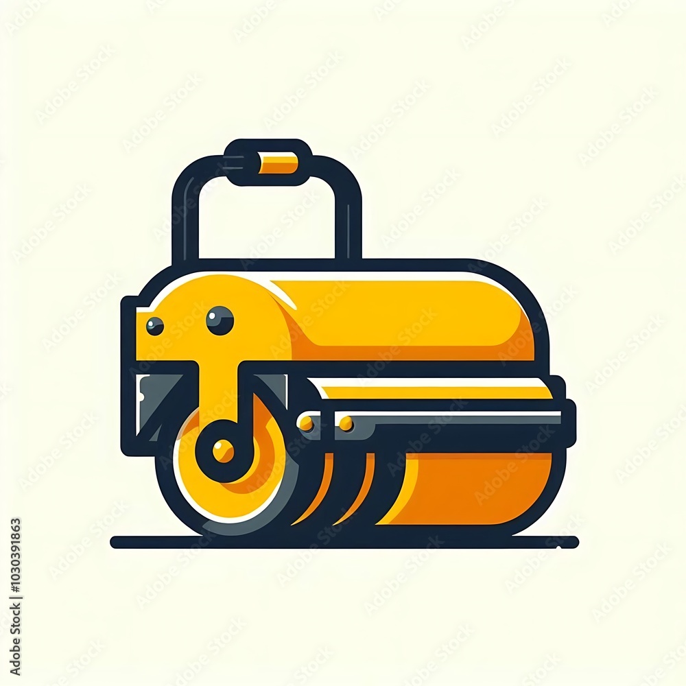 Heavy duty asphalt road roller with heavy vibration, flat illustration, construction and mega project development machines and drives Heavy duty asphalt road roller with heavy vibration, flat illustration, construction and mega project development machines and drives