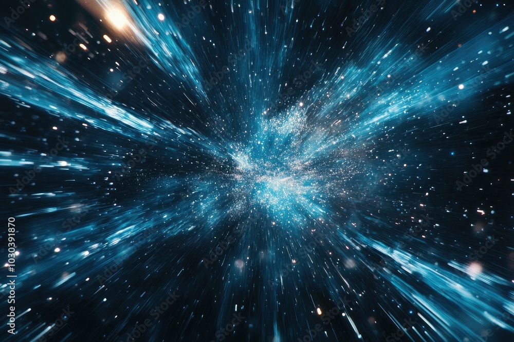 Abstract Burst of Blue Light in Motion Abstract Burst of Blue Light in Motion