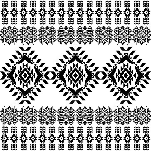 American seamless black white tribal ethnic native pattern.Traditional Navajo,Aztec,Apache,Southwest style fabric pattern.Abstract vector motif.For fabric,clothing,blanket,carpet,woven,wrap,decoration