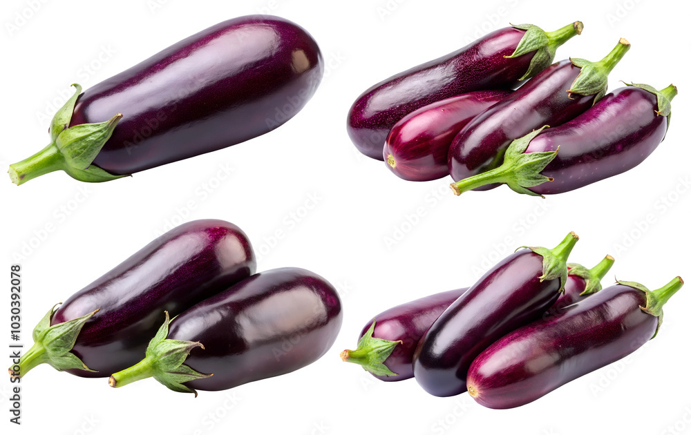 Set of eggplants on a transparent background. The concept of tasty and healthy food. Set of eggplants on a transparent background. The concept of tasty and healthy food.