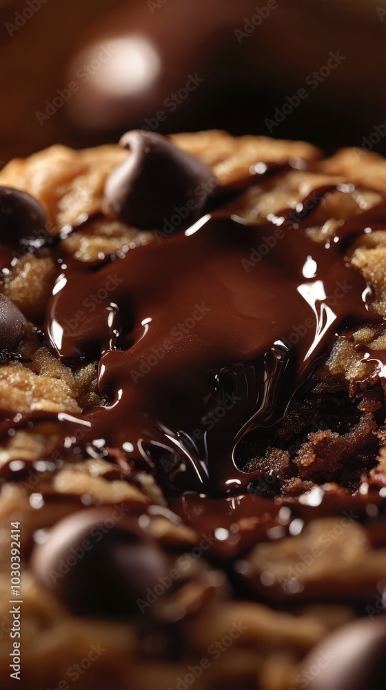 Gooey Chocolate Chip Cookie Close-Up Photo Gooey Chocolate Chip Cookie Close-Up Photo