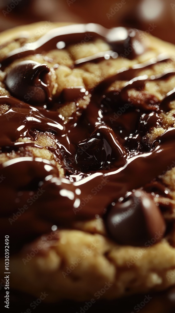 Warm Gooey Chocolate Chip Cookie Close-Up Warm Gooey Chocolate Chip Cookie Close-Up