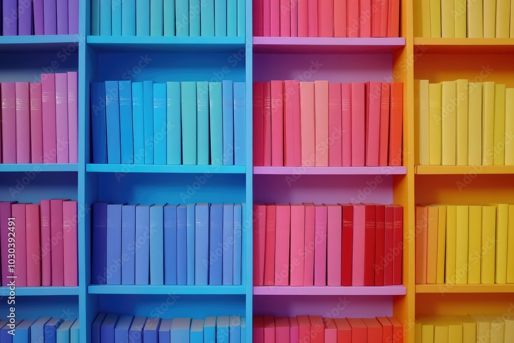 Colorful and Vibrant Bookshelf Arrangement Colorful and Vibrant Bookshelf Arrangement