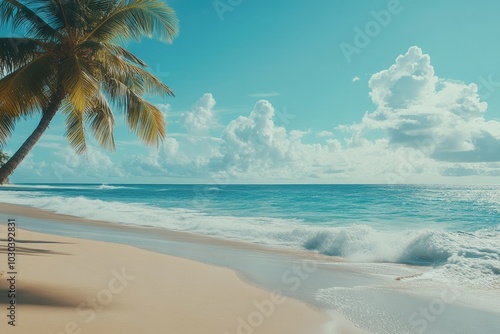 Wallpaper Mural Serene Beach Scene with Soft Golden Sand and Waves Torontodigital.ca