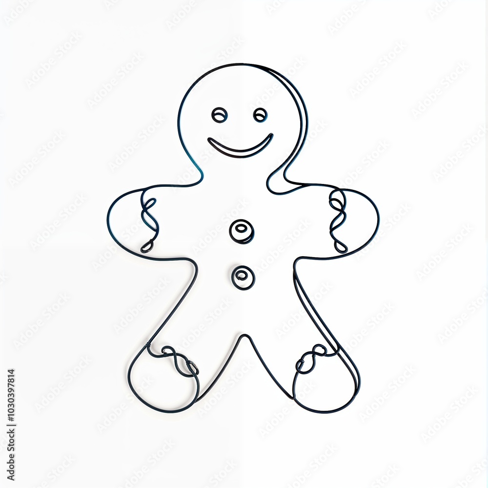wire art Detailed gingerbread man in minimalist line art Holiday Cheer Festive Tradition Whimsy on white background with space for text wire art Detailed gingerbread man in minimalist line art Holiday Cheer Festive Tradition Whimsy on white background with space for text