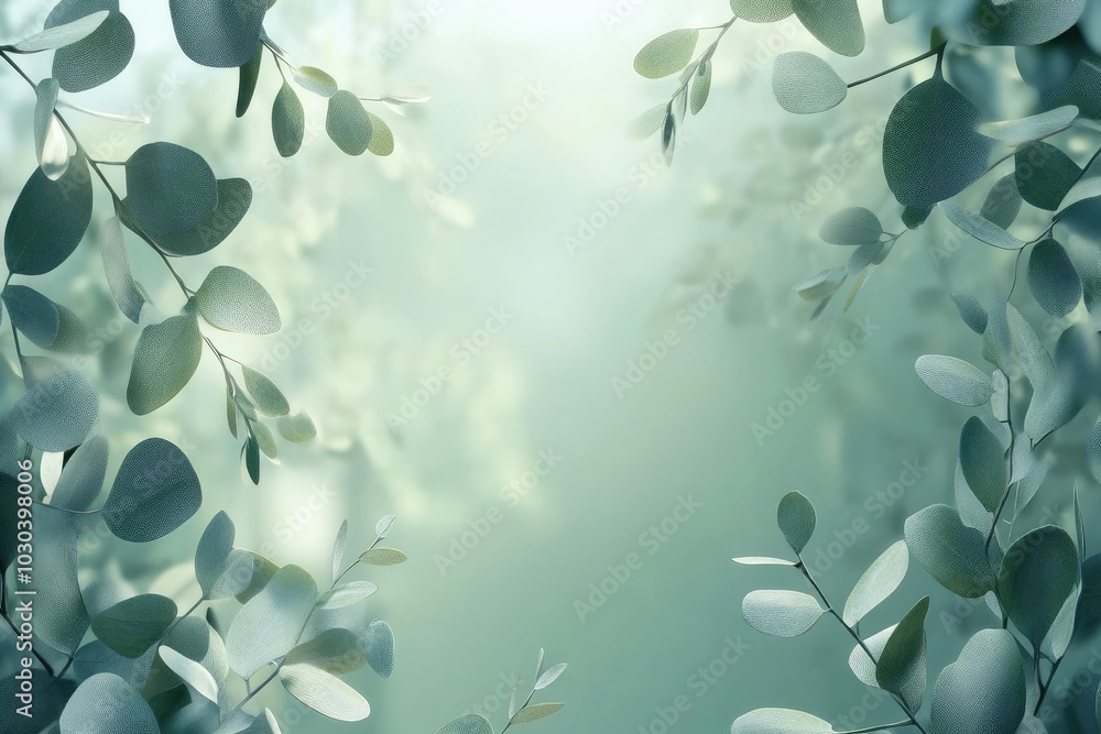 Elegant Eucalyptus Leaves in Soft Green Frame Elegant Eucalyptus Leaves in Soft Green Frame
