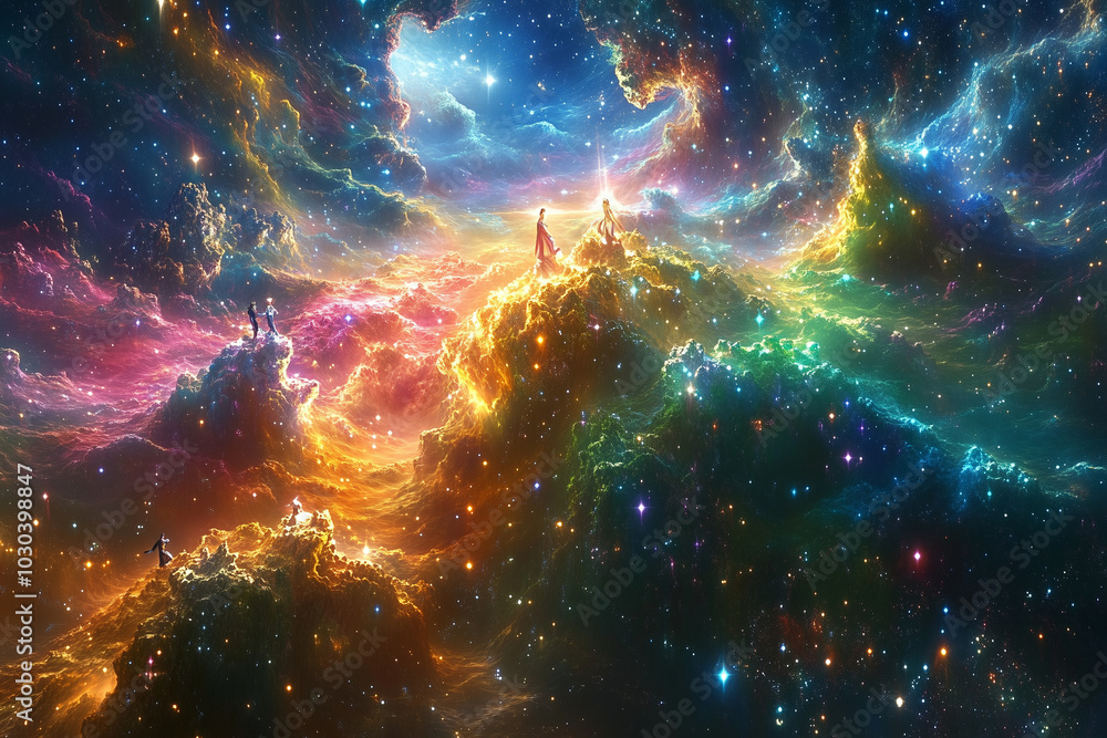 Colorful Cosmic Nebula Clouds Illuminating the Starry Universe Colorful Cosmic Nebula Clouds Illuminating the Starry Universe