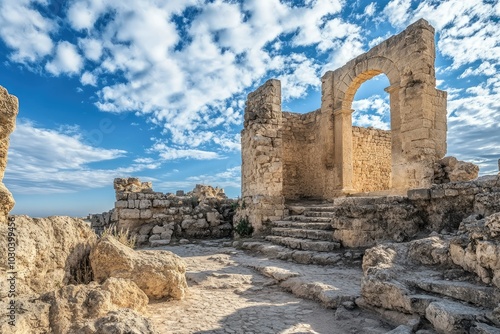 Ancient Stone Structure Against Vibrant Sky