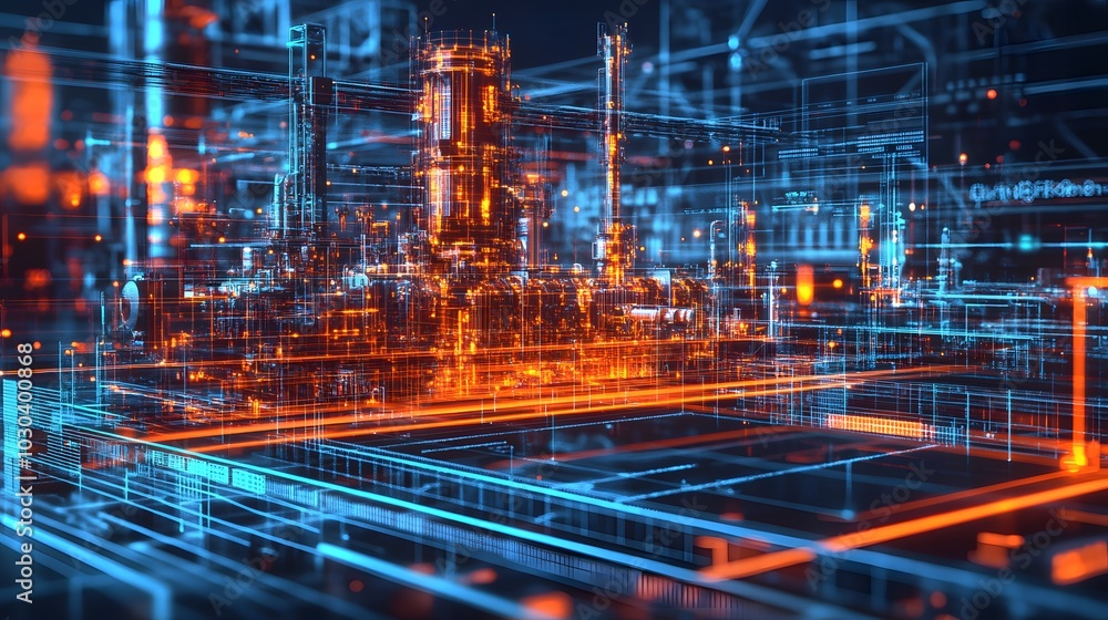 Lifecycle Management – A detailed 3D representation of an industrial asset’s lifecycle, from creation to decommissioning, shown as a timeline with holographic milestones, each stage represented by a c Lifecycle Management – A detailed 3D representation of an industrial asset’s lifecycle, from creation to decommissioning, shown as a timeline with holographic milestones, each stage represented by a c