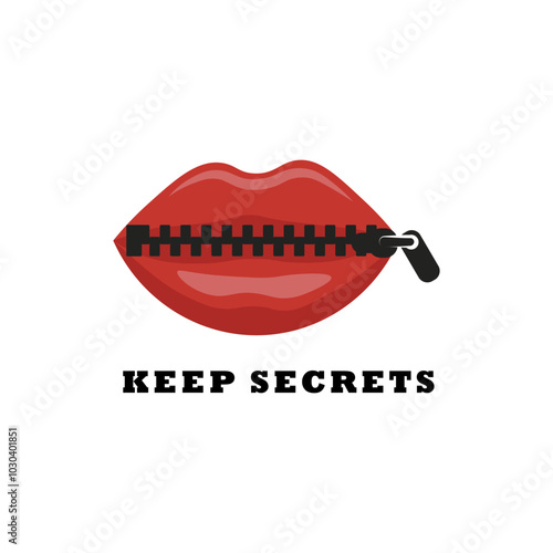 the mouth is closed by the ziper. "Keep Secrets" logo