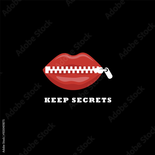 the mouth is closed by the ziper. "Keep Secrets" logo
