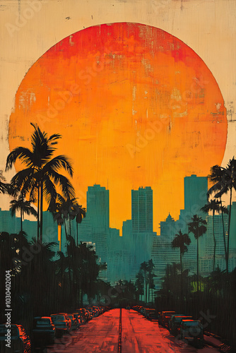 Faridabad, India, classic traditional wood block print effect. Woodblock printing. Graphic designed, illustration for travel poster, card, wallpaper, backdrop or banner. Modern, trendy