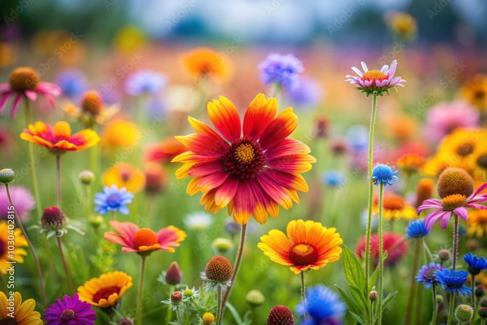 Vibrant flower field in full bloom with nature background Vibrant flower field in full bloom with nature background