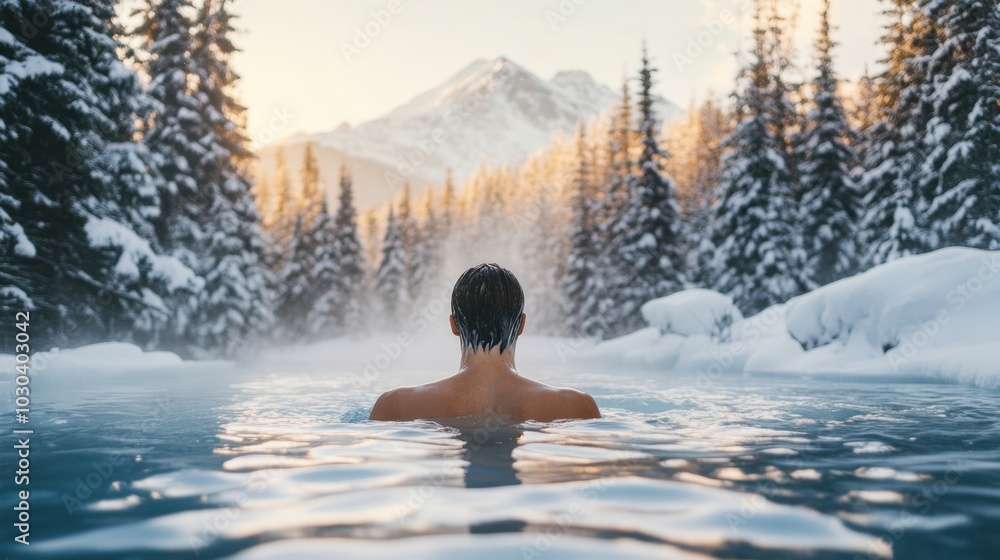 Serene Winter Hot Springs Soak with Mountain View Serene Winter Hot Springs Soak with Mountain View