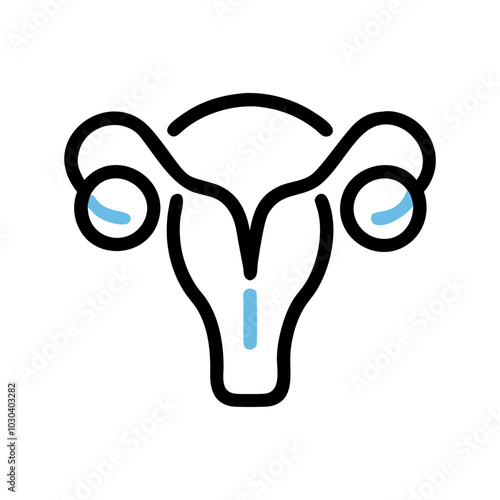 Gynecology Icon in Blue and Black Minimalist Design for Women's Health