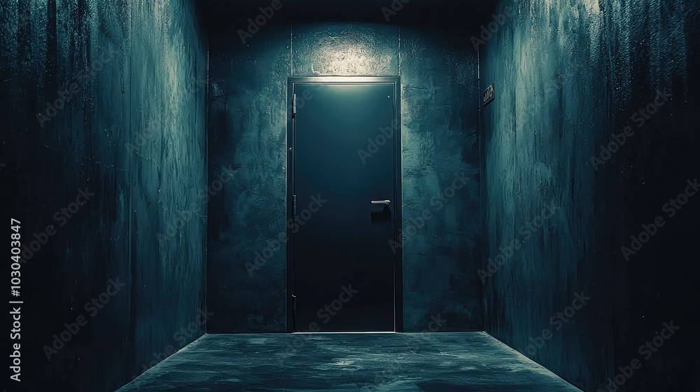 Obraz premium Dramatic Interrogation Room Door Closing Scene