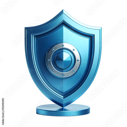 Shield. Protect and Security concept. Bue Shield 3d icon. 3d rendering isolated on white background