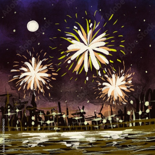 fireworks on the city