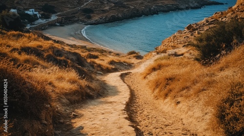 Golden Sunset Path to Secluded Beach Cove