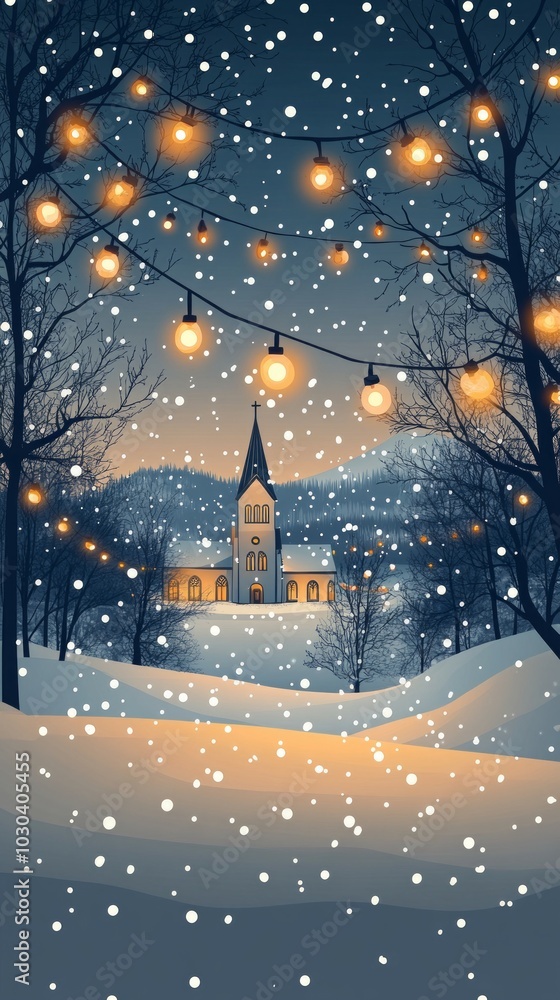 Naklejka premium Silent Night, Christmas lights