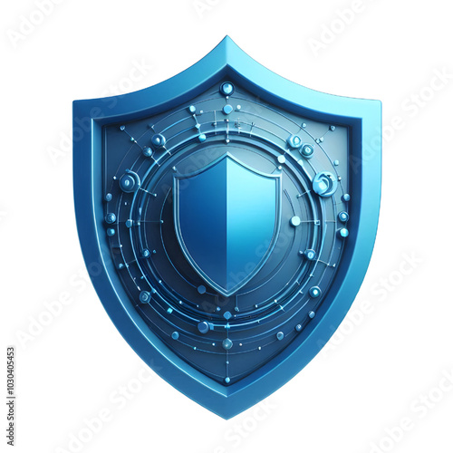 Shield. Protect and Security concept. Bue Shield 3d icon. 3d rendering isolated on white background