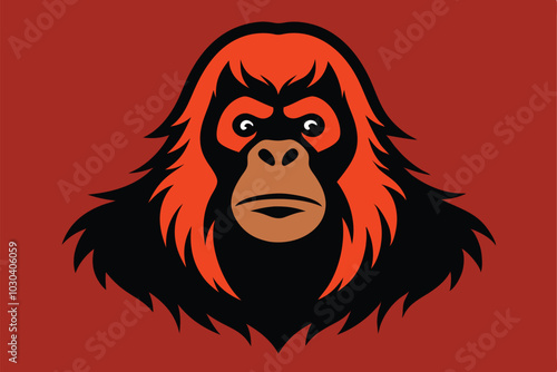 Solid color Tapanuli Orangutan animal vector design