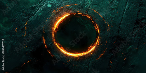 A glowing circle on a dark background