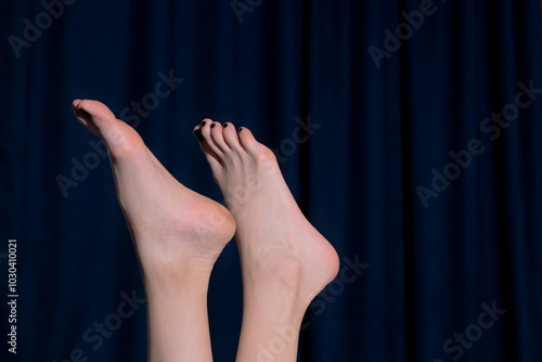 фотографія intimate model posing concept bare feet woman body part slender legs white skin