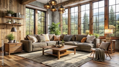 Modern interiors infused with rustic charm enhance cozy atmospheres, combining stylish decor and warm elements to create inviting, contemporary living spaces that feel both stylish and comfortable.