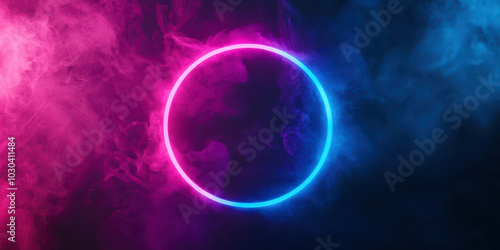 A blue and purple circle with a glowing center