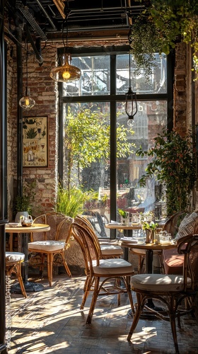 Cozy Cafe with Outdoor Seating in a Bright Atmosphere