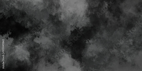 White Black empty space dust cloud explosion. Gray smoke or fog color isolated on transparent dark cloudscape atmosphere background. Black and grey watercolor grunge texture.	
