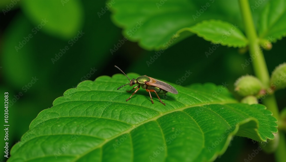 Bugs sitting on lush greenery detailed insects and plant life Bugs sitting on lush greenery detailed insects and plant life