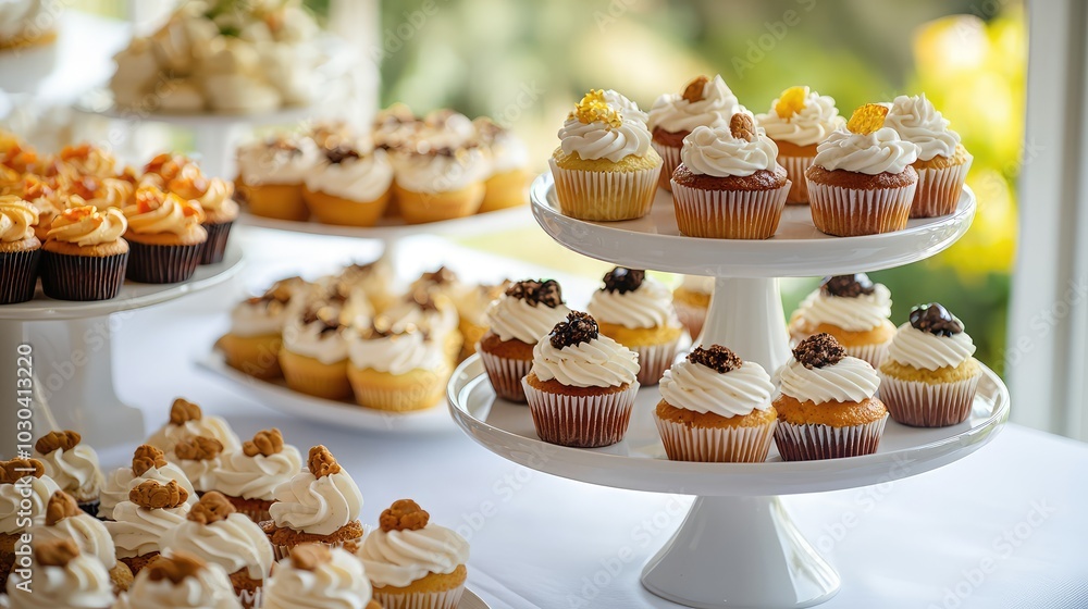Delightful Dessert Display on White Plates Delightful Dessert Display on White Plates