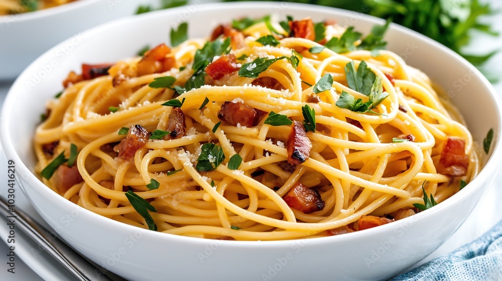 Creamy Carbonara Pasta with Pancetta and Parmesan Creamy Carbonara Pasta with Pancetta and Parmesan