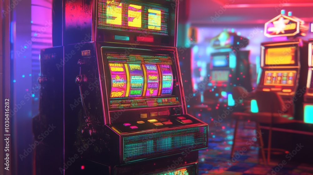 Retro glitchthemed slot machine with pixelated visuals and errors Retro glitchthemed slot machine with pixelated visuals and errors