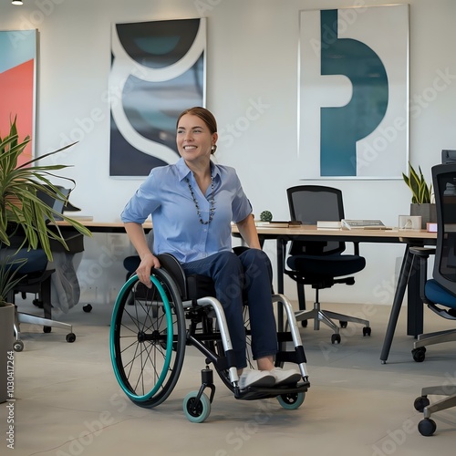 Professional in a Wheelchair Working at a Modern Office