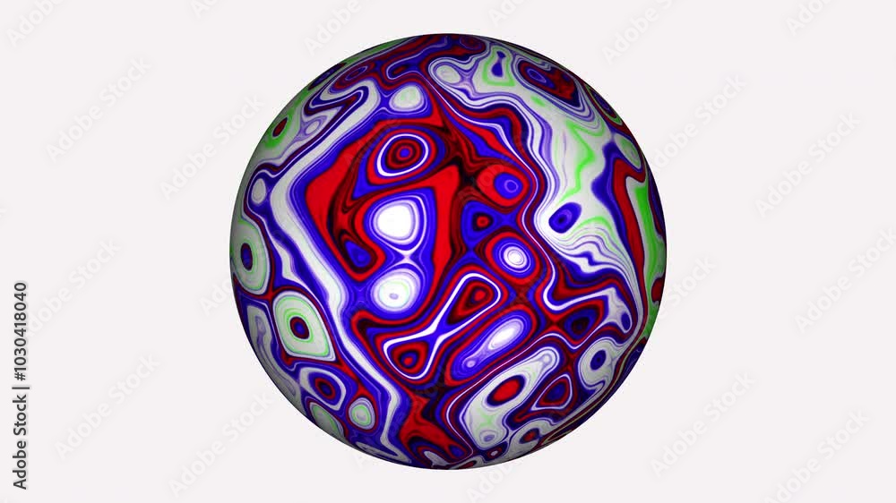 white background with blue, red, white etc. moving and rotating textured balls. 3D animation white background with blue, red, white etc. moving and rotating textured balls. 3D animation