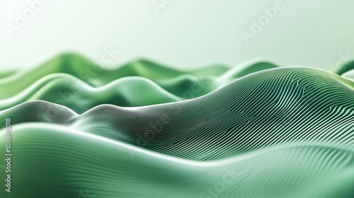 Abstract Green Landscape with Futuristic Foliage Design for Posters