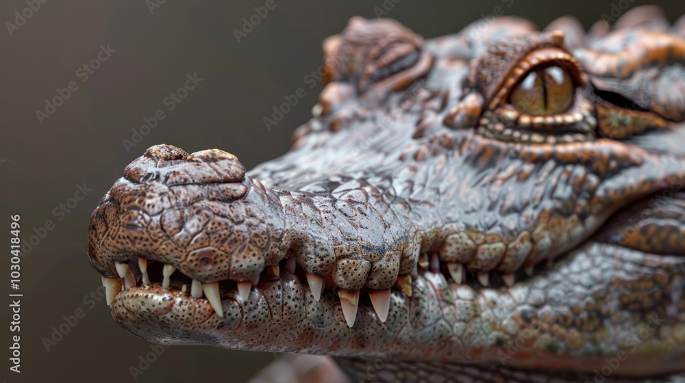 Fototapeta premium photorealism of Set of Crocodile telephoto lens realistic studio lighting