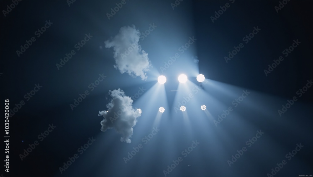 Fototapeta premium Dramatic stage illumination with billowing smoke effects