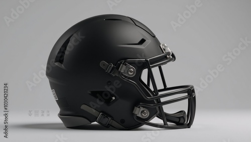 Side view of blank black American Football helmet mock-up photo