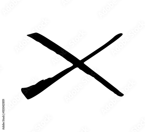 X grunge icon. Hand drawn sketch. Vector brush strokes. Abstract cross shape