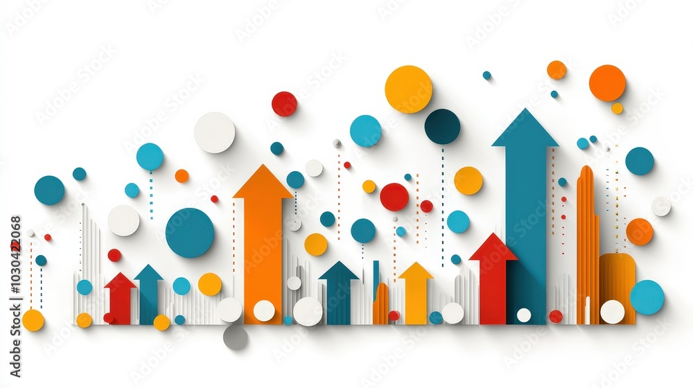 Colorful Growth Chart with Circular and Arrow Shapes Colorful Growth Chart with Circular and Arrow Shapes
