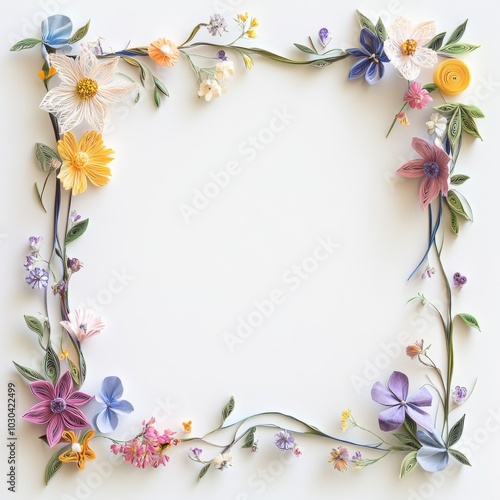 Wallpaper Mural Decorative floral paper quilling artwork forming a square frame with colorful flowers and leaves Torontodigital.ca