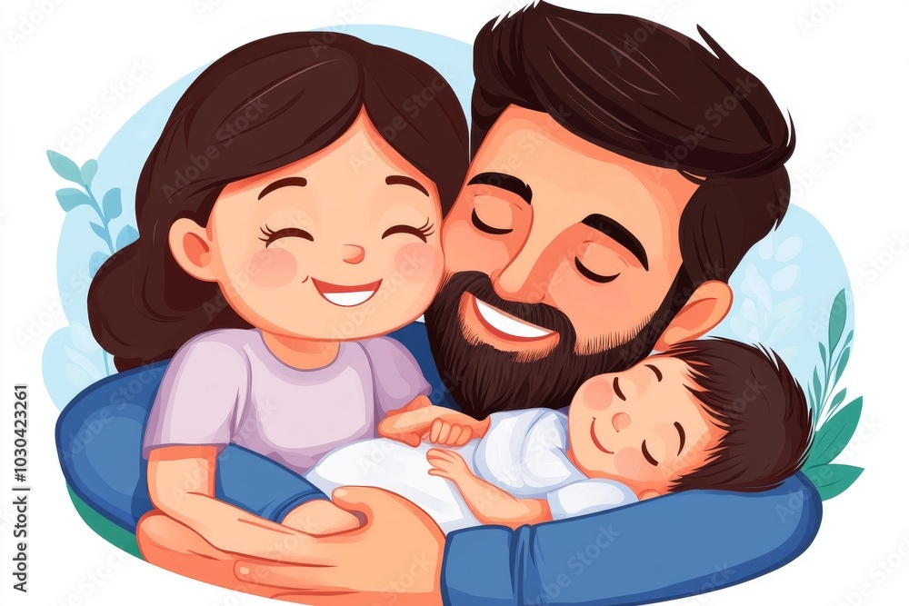 Cheerful cartoon of a family of four hugging each other symbolizing love unity and togetherness in a playful modern design filled with warmth and affection Cheerful cartoon of a family of four hugging each other symbolizing love unity and togetherness in a playful modern design filled with warmth and affection